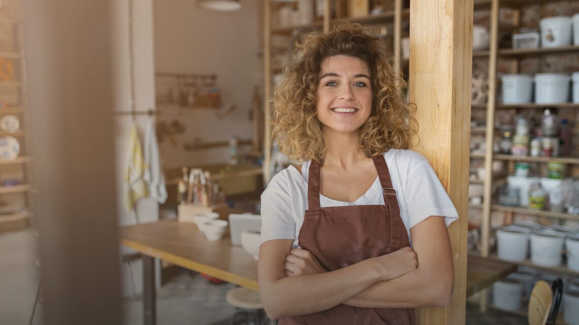 beautiful woman in a shop